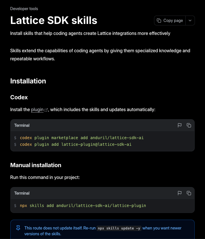 Lattice SDK skills documentation